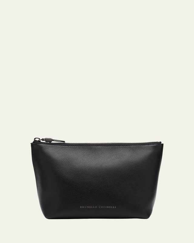 Zip Lamb Leather Makeup Bag
